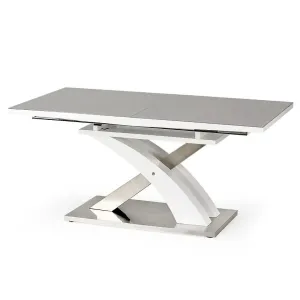 Asztal Sandor 2 160/220 Üveg/Mdf/Acél – Hamuszürke/Fehér