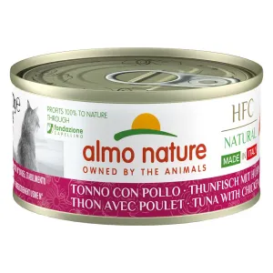 6x70g Almo Nature HFC Natural tonhal & csirke Made in Italy nedves macskatáp