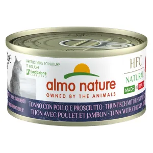 6x70g Almo Nature HFC Natural tonhal, csirke & sonka Made in Italy nedves macskatáp