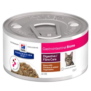 12x82g Hill's Prescription Diet Feline Gastrointestinal Biome csirke & zöldség nedves macskatáp