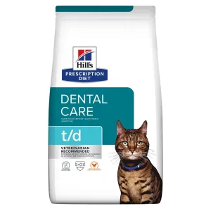 2x3kg Hill's Prescription Diet t/d Dental Care csirke száraz macskatáp