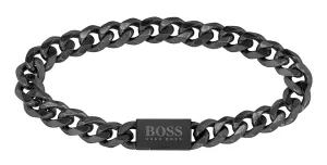 Hugo Boss Stílusos fekete férfi karkötő Chain Link 1580145 19 cm