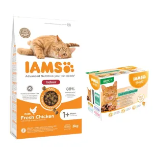 IAMS for Vitality Sensitive Digestion Adult & Senior pulyka - Indoor Cat csirke 6 kg + Szószban (12 x 85 g)