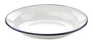 Retro zománcozott mély tányér fehér kék vonallal - 22 cm - Ibili