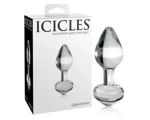 Icicles No. 44 - kúpos, üveg anál dildó (áttetsző)