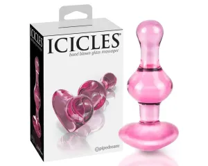 Icicles No. 75 - szíves, üveg anál dildó (pink) #632820