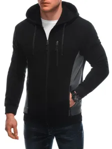 Stílusos fekete kapucnis pulóver B1636