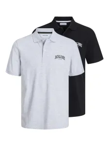 Jack&Jones 2 PACK - férfi póló JJEJOSH Standard Fit 12257011 Black/White Melange XXL