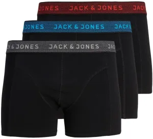 Jack&Jones 3 PACK - férfi boxeralsó JACWAISTBAND 12127816 Asphalt Hawaian ocean & Fiery red L