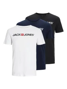 Jack&Jones 3 PACK - férfi póló JJECORP Slim Fit 12191330 Black/White/Navy S