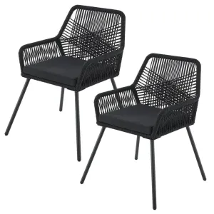 Fonott székek, 2db-os készlet, fekete