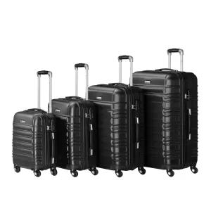 4 db-os ABS bőrönd készlet teleszkópos fogantyúval és kerekekkel - fekete