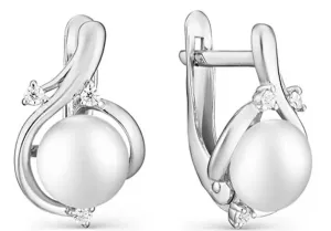 JVD Elegáns gyöngy fülbevaló cirkónium kővel SVLE0913XH2P100