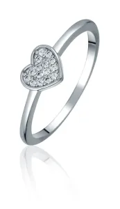 JVD Romantikus ezüst gyűrű szívvel SVLR0980X61BI 46 mm