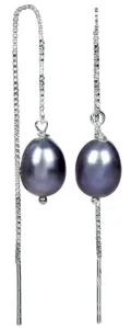 JwL Luxury Pearls Ezüst lánc fülbevaló metálkék gyönggyel JL0207