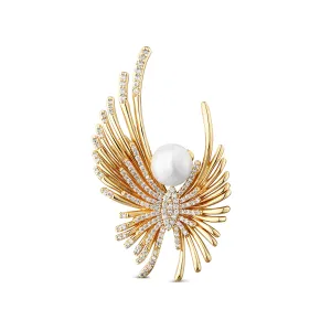 JwL Luxury Pearls Aranyozott angyal bross gyönggyel és kristályokkal JL0822