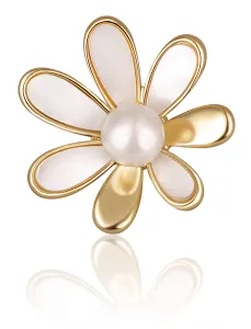 JwL Luxury Pearls Aranyozott bross 2 az 1- ben fehér igazgyönggyel és kristállyal JL0661
