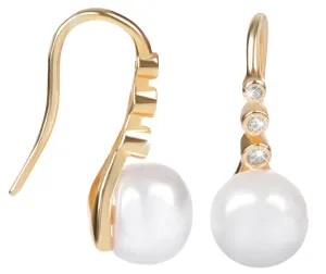 JwL Luxury Pearls Aranyozott ezüst lógó fülbevaló igazgyönggyel JL0411