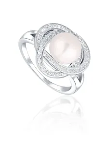 JwL Luxury Pearls Bájos gyűrű valódi gyöngyökkel és cirkónium kövekkel JL0759 56 mm
