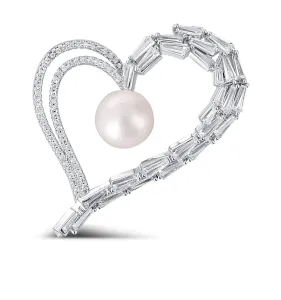 JwL Luxury Pearls Csillogó aszimmetrikus bross valódi gyönggyel és kristályokkal JL0696