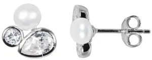 JwL Luxury Pearls Csillogó fülbevaló igazgyönggyel és kristályokkal JL0545