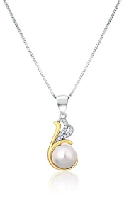 JwL Luxury Pearls Ezüst bicolor nyaklánc valódi gyönggyel és cirkónium kövekkel JL0786 (lánc, medál)