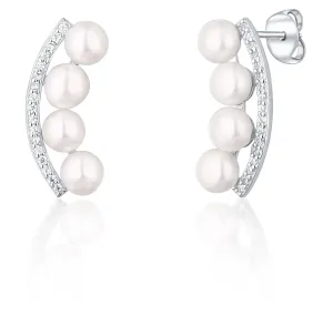 JwL Luxury Pearls Ezüst fülbevaló folyami gyöngyökkel és cirkónium kövekkel JL0744