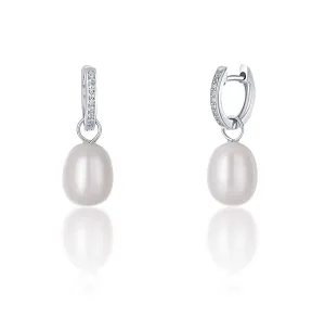 JwL Luxury Pearls Ezüst karika fülbevalók a Kate hercegnő valódi gyöngy és cirkónium kövekkel 3 az 1- ben JL0685