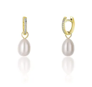 JwL Luxury Pearls Ezüst karika fülbevalók a Kate hercegnő valódi gyöngy és cirkónium kövekkel 3 az 1- ben JL0686