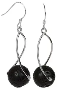 JwL Luxury Pearls Hosszú ezüst fülbevaló fekete lávakövekkel JL0280