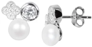 JwL Luxury Pearls Gyengéd fülbevaló igazgyöngyökkel és cirkónium kövekkel JL0539