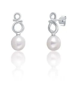 JwL Luxury Pearls Gyengéd ezüst fülbevaló valódi fehér gyöngyökkel JL0683