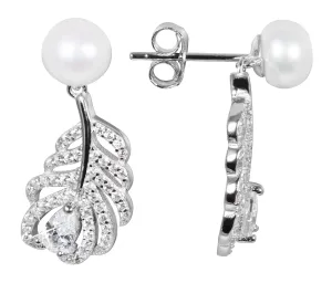 JwL Luxury Pearls Gyöngy fülbevaló fehér igazgyöngyökkel és cirkónium kövekkel Toll JL0536