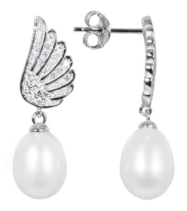 JwL Luxury Pearls Gyöngy fülbevaló fehér igazgyönggyel és cirkónium kövekkel JL0534