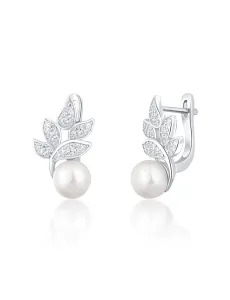 JwL Luxury Pearls Gyönyörű fülbevaló igazgyöngyökkel és cirkónium kővel JL0719