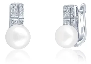 JwL Luxury Pearls Gyönyörű fülbevalók valódi gyönggyel és cirkónium kövekkel JL0644