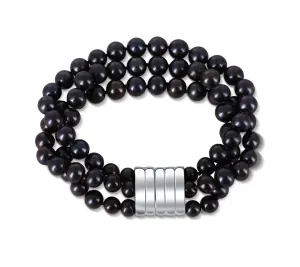 JwL Luxury Pearls Háromsoros karkötő valódi fekete gyöngyből JL0670