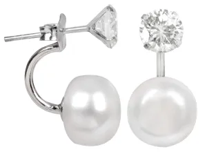 JwL Luxury Pearls Eredeti fülbevaló igazgyönggyel és kristállyal 2 az 1-ben JL0059