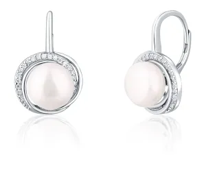 JwL Luxury Pearls Luxus ezüst fülbevaló gyöngyökkel és cirkónium kővel JL0738