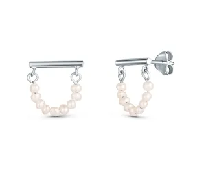 JwL Luxury Pearls Minimalista ezüst fülbevaló valódi gyöngyökkel JL0830