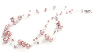 JwL Luxury Pearls Nyaklánc lebegő rózsaszín igazgyöngyökből JL0826