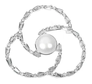 JwL Luxury Pearls Gyöngy hármas levél bross kristályokkal JL0519