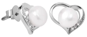JwL Luxury Pearls Szív fülbevaló igazgyönggyel és cirkónium kövekkel JL0407