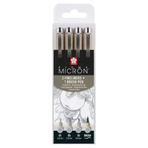 Műszaki tollkészlet Sakura Pigma Micron 3 fineliners a brush pen | #1038963