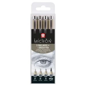 Műszaki tollkészlet Sakura Pigma Micron 3 fineliners a brush pen | #1038962