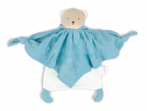 Textil mackó kék Organic Cotton Doudou Bear Blue Kaloo dédelgetéshez 20 cm ajándékcsomagolásban 0 hó-tól