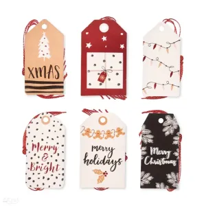 Dekoratív karácsonyi címkék 24 db | Merry Holidays (névkártyák ajándékra)