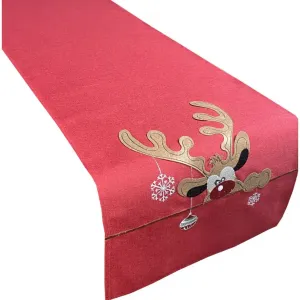 Karácsonyi piros asztali futó Rénszarvas Szélesség: 40 cm | Hosszúság: 85 cm #1393835