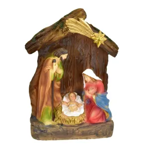 Karácsonyi Betlehem világítással, 11,5 x 14,5 x 6 cm, polirezin