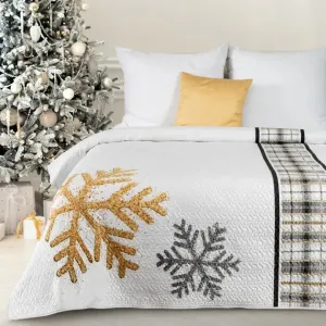 Fehér karácsonyi ágytakaró hópelyhekkel Szélesség: 220 cm | Hossz: 240 cm